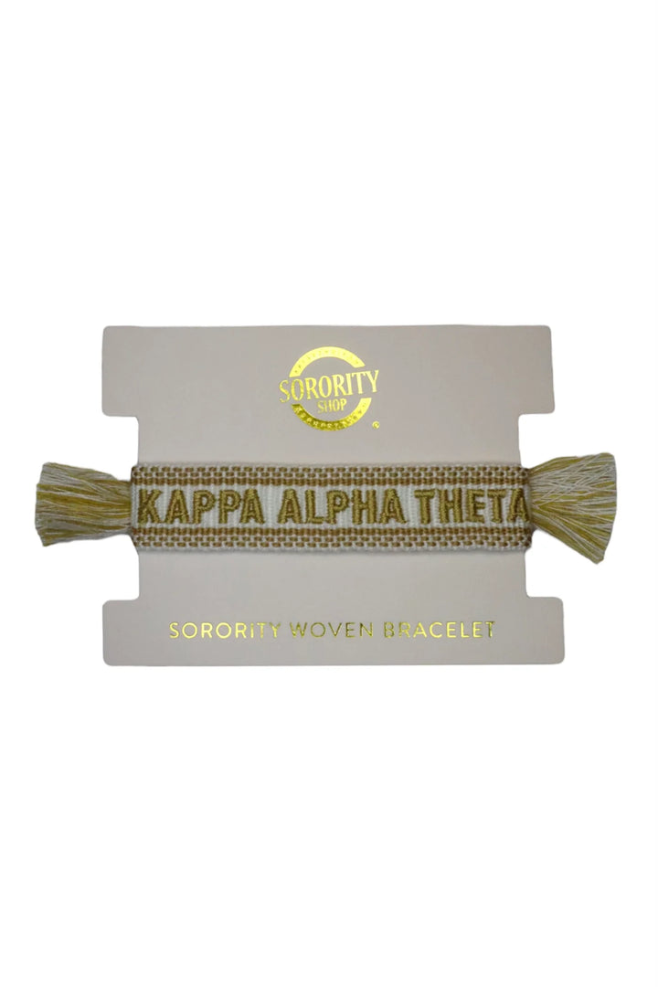 Alpha Delta Pi Woven Bracelet, White and Gold Design