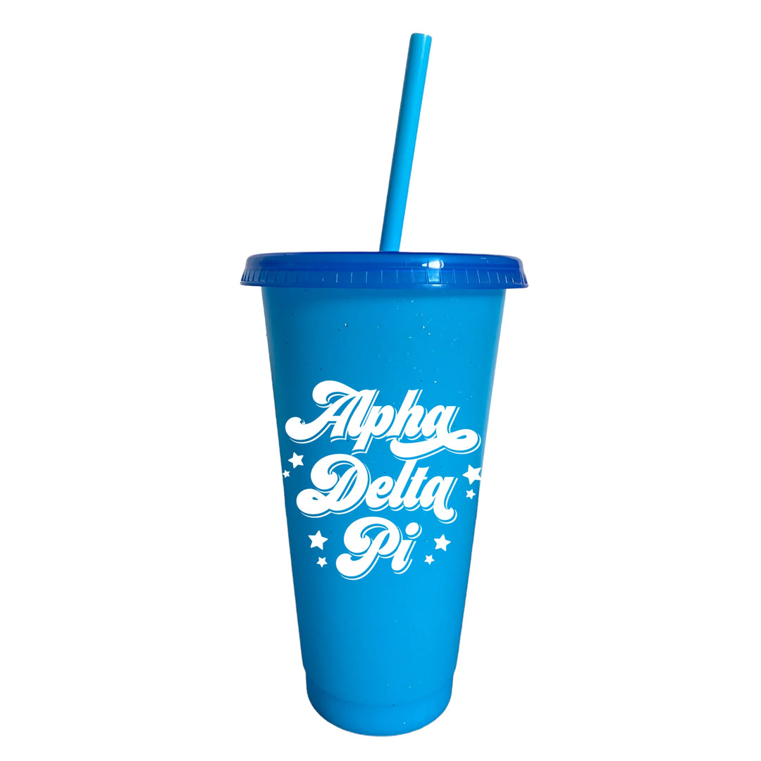 Alpha Delta Pi Glitter Color Changing Cup