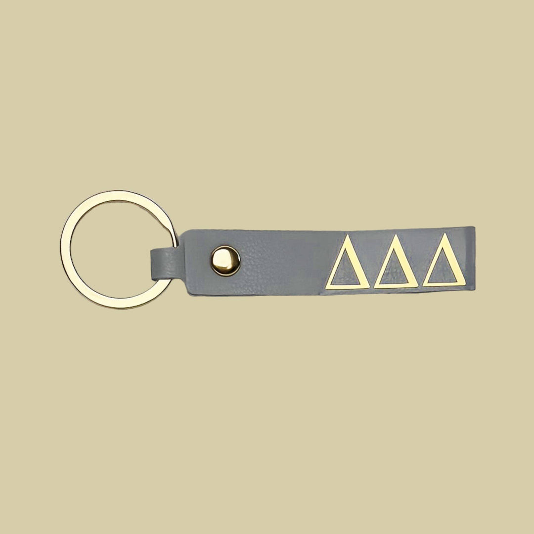 Sorority Skinny Leather Key Chain: Tan / Kappa Delta