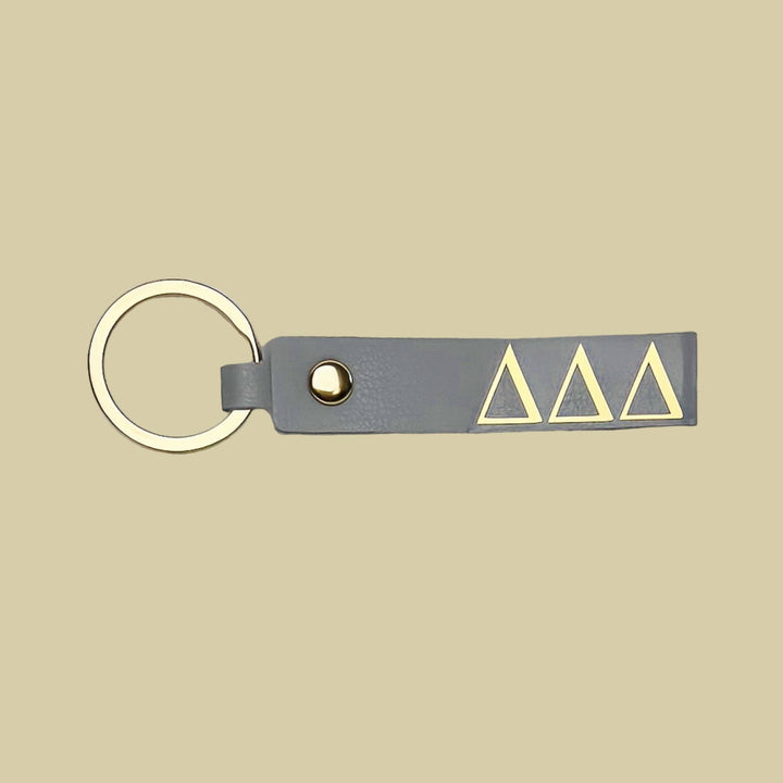 Sorority Skinny Leather Key Chain: Tan / Kappa Delta