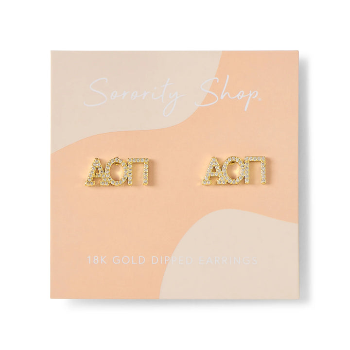 Alpha Omicron Pi 18k Gold Plated Stud Earrings