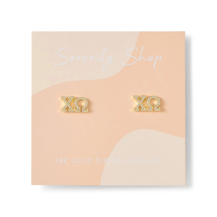 Chi Omega 18k Gold Plated Stud Earrings