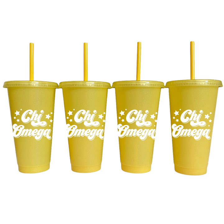 Chi Omega Glitter Color Changing Cup