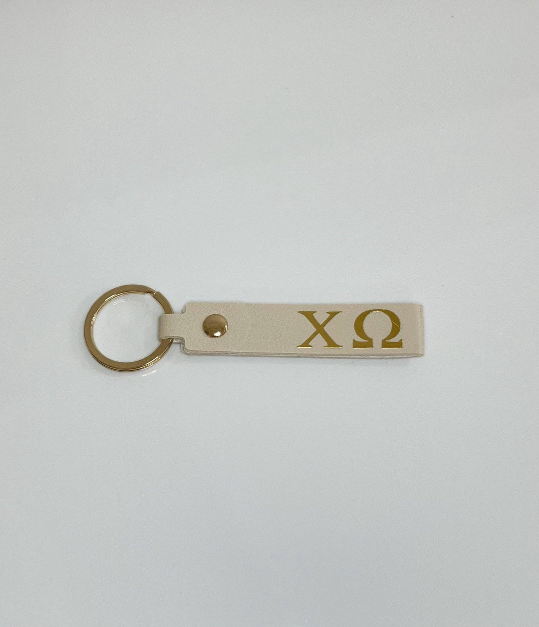 Sorority Skinny Leather Key Chain: Tan / Kappa Delta