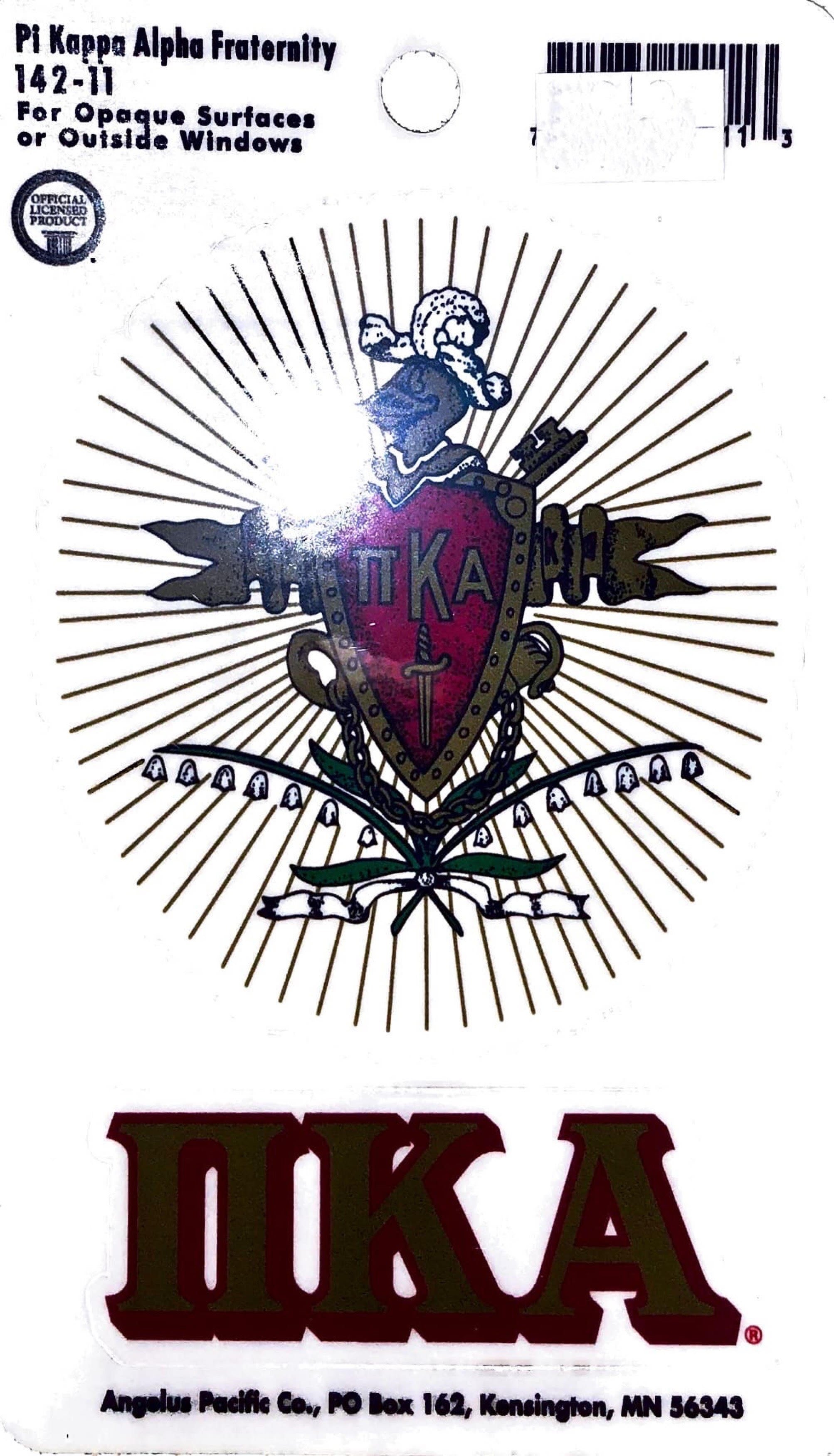 Pi Kappa Alpha Fraternity Crest Letter Decal